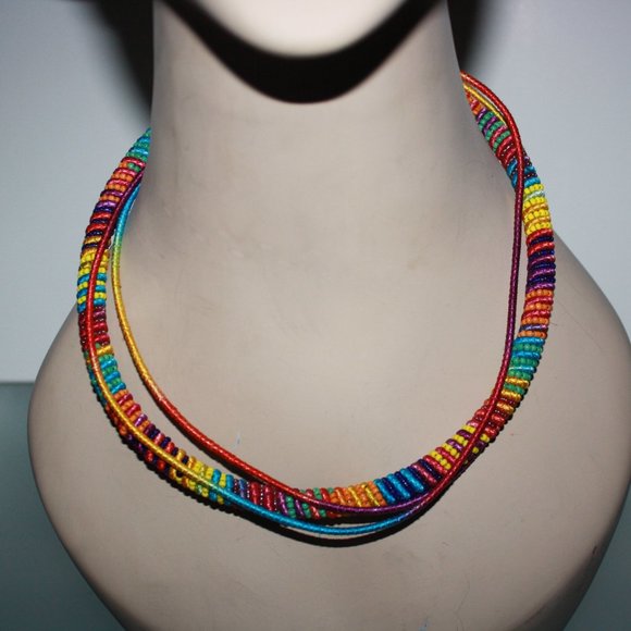 3/$15 Colorful Beaded Rope Necklace New - Picture 2 of 5